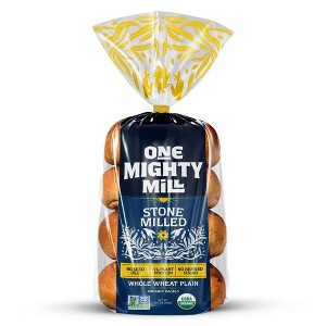 One Mighty Mill Whole Wheat Plain Bagel-  4ct / 13.4oz - 1 of 4