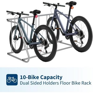 Floor Bike Rack, Grid Bicycle Floor Parking Stand, Sturdy Garage Bike Rack, Compact Storage Stand for Streets, Yards & Bike Events - 1 of 4