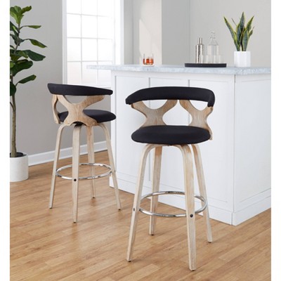 Gardenia Black Wood and Metal Swivel Barstool Set