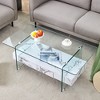 Vynxaria Modern Two-Tier Coffee Tables with Marble Texture - 4 of 4