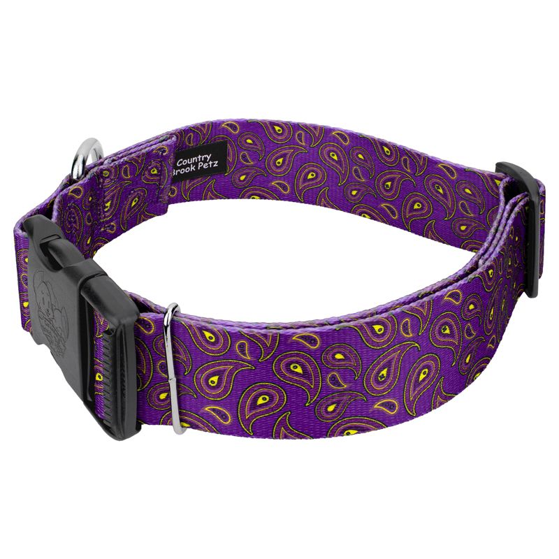 Country Brook Petz 1 1/2 Inch Deluxe Purple Paisley Dog Collar, 4 of 9