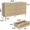 ALEXOUN Rattan 6 Drawers Dresser for Bedroom,with Wide Drawers and wood Handles,Storage Cabinet for Living Room,Bedroom,Hallway,Natural Color - 3 of 4