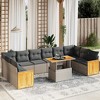 vidaXL 11 Piece Patio Sofa Set with Cushions Gray Poly Rattan - 2 of 4