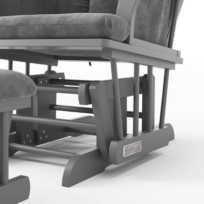 Serene Gliding Rocker and Ottoman in Cool Gray with Dark Gray Cushion