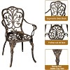 3-Piece Outdoor Bistro Set, Rust-Resistant Cast Aluminum Table and Chairs with Umbrella Hole - 3 of 4