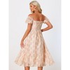 Allegra K Women's Floral Organza Square Neck Puff Short Sleeve Midi Dresses - 3 of 4