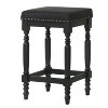 Rustic Wood Bar Stools with Upholstered Seats, Set of 2 - 26" Bar Stools - 3 of 4