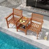 Tangkula Outdoor Patio Loveseat w/ Coffee Table & Umbrella Hole for Garden Poolside - 3 of 4