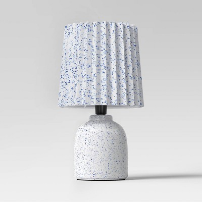 Mini Printed Ceramic Base Table Lamp With Printed Pleated Shade Light ...