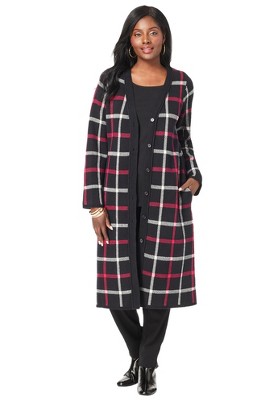 Jessica London Women’s Plus Size Jacquard Duster, 18/20 - Black Knit ...