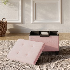 StorageBud Storage Ottoman for Bedroom End of Bed, Velvet Storage Bench, Large Storage Ottoman Bench, Entryway Bench with Storage - 1 of 4