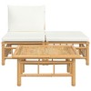 vidaXL 3 Piece Patio Lounge Set with Cream White Cushions Bamboo - 3 of 4