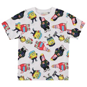 Mens Spongebob Squarepants Classic Shirt - Spongebob, Patrick, Squidward & Krusty Krab Allover Print T-Shirt - 1 of 1