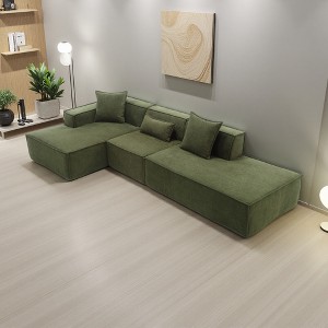 129.5" Terrycloth L-Shaped Modular Sofa, Left-Facing, 2 Pillows - 1 of 4