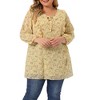 Agnes Orinda Women's Plus Size Chiffon 3/4 Sleeve Round Neck Floral Tie Neck Blouses - 2 of 4