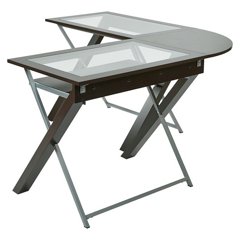 L Shaped Computer Desk With Glass Top Osp Home Furnishings Target