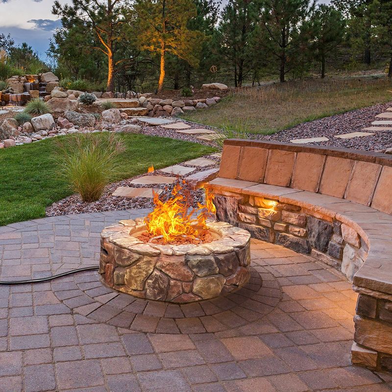 Costway 28'' Propane Gas Fire Pit Outdoor 40,000 BTU Stone Finish Lava Rocks Cover Brown\Grey, 4 of 6