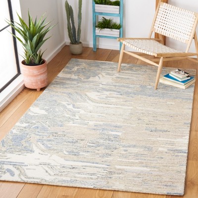 Ivory and Natural Floral Hand-Tufted Wool Area Rug