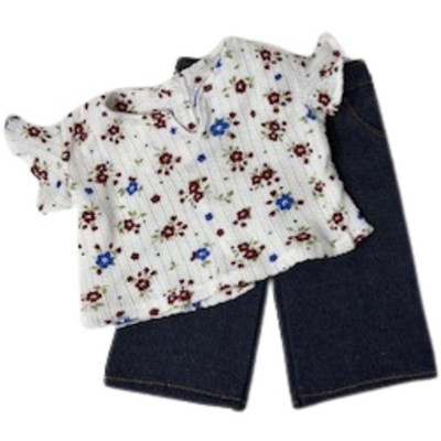 Doll Clothes Superstore Handmade Jeans & Knit Flower Top for 15–16" Baby Dolls and Cabbage Patch Kids