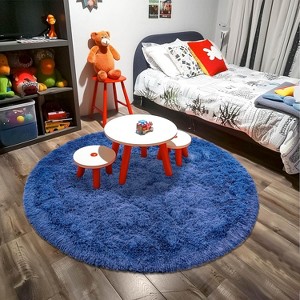 LOVEVOOK Round Fluffy Area Rug - Super Soft Circle Rugs for Kids Room - Shaggy Rugs for Nursery Fuzzy Carpet for Boys Girls Room - 1 of 4