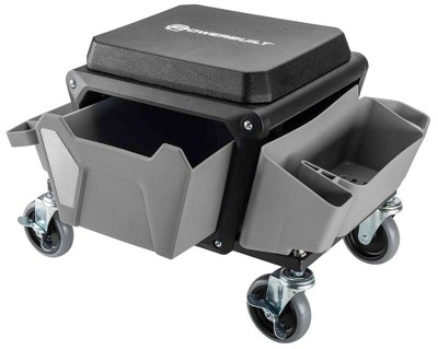 Gray Alloy Steel Rolling Work Seat with Tool Storage