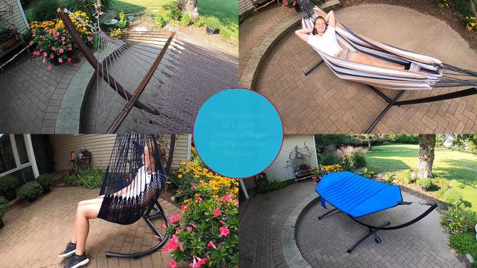 Algoma 13' Reversible Quilted Hammock with Matching Pillow - Aarondace Ocean Stripe, 2 of 5, play video