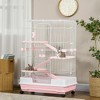 SKYONE 32" White Small Animal Cage with 4 Lockable Wheels, Slide-out Tray, Platforms & Ramps - - 3 of 4