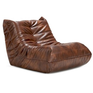 Itopfox Giant Memory Foam Bean Bag Chair for Adults, Soft Faux Leather Sofa Chair for Living Room Bedroom Dorm Office - Comfortable & Stylish (Brown) - 1 of 4