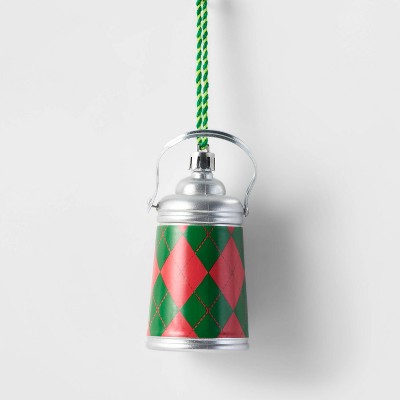 Argyle Thermos Christmas Tree Ornament Red/Green - Wondershop™