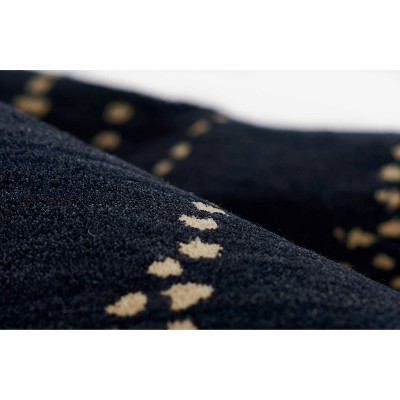 Navy Blue Abstract Hand-Tufted Wool Rug 2' x 3'