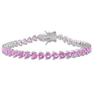 EVERLY JEWELRY | Sterling Silver 12 1/3 CT TGW Created Pink Sapphire Bracelet, 7.5-inch - 1 of 4
