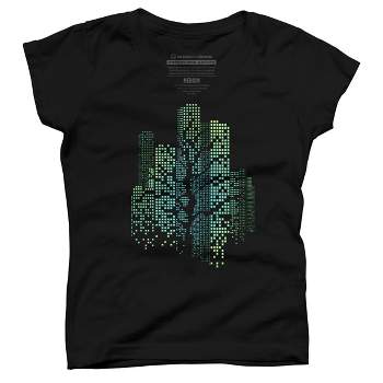 Girl's Design By Humans City Lights and Tree By alnavasord T-Shirt