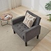 TYBOATLE Tufted Black Leather Accent Chair, Mid-Century Armchair for Office, Living Room, Bedroom - 3 of 4