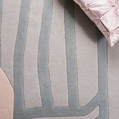 Ivory and Brown Tufted Wool Silk Area Rug, 5' x 8'