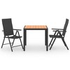 vidaXL 3 Piece Patio Dining Set Black and Brown - 2 of 4