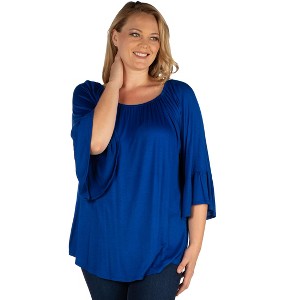 Plus Bell Sleeve Loose Fit Tunic Top - 24seven Comfort Apparel™ - 1 of 4