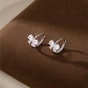Solid 925 Sterling Silver CZ Bow Hoop Earrings for Women Teens Cute Bow Earrings Huggie - 4 of 4