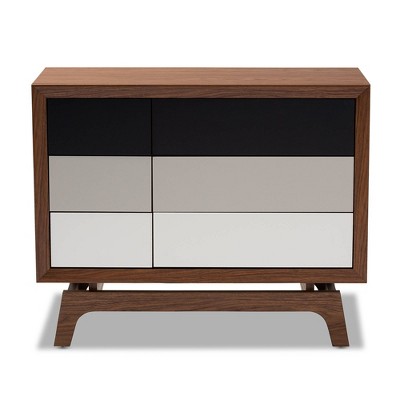 Svante Mid-Century Walnut Finish 6-Drawer Chest with Gray Gradient