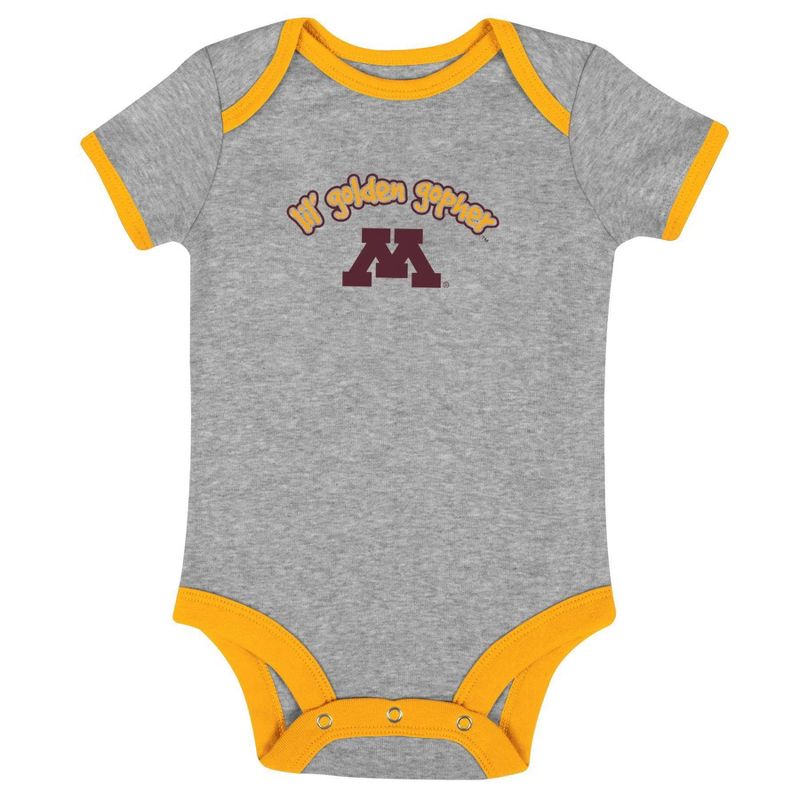 NCAA Minnesota Golden Gophers Infant Boys&#39; Short Sleeve 3pk Bodysuit Set, 4 of 5