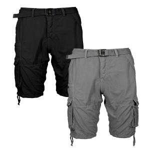 Galaxy By Harvic 2-Pack Men's Vintage Cotton Cargo Belted Shorts (Sizes, 30-42) - 1 of 3