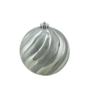 Northlight Shatterproof Swirl Christmas Ball Ornament - 5.5" (140mm) - Silver - 1 of 4