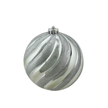 Northlight 5.5" Shatterproof Glitter Swirl Christmas Ball Ornament - Silver
