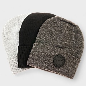 Canada Weather Gear Men's 3-Pack Knit Beanie Hats – Warm Winter Skull Cap Beanies - 1 of 3