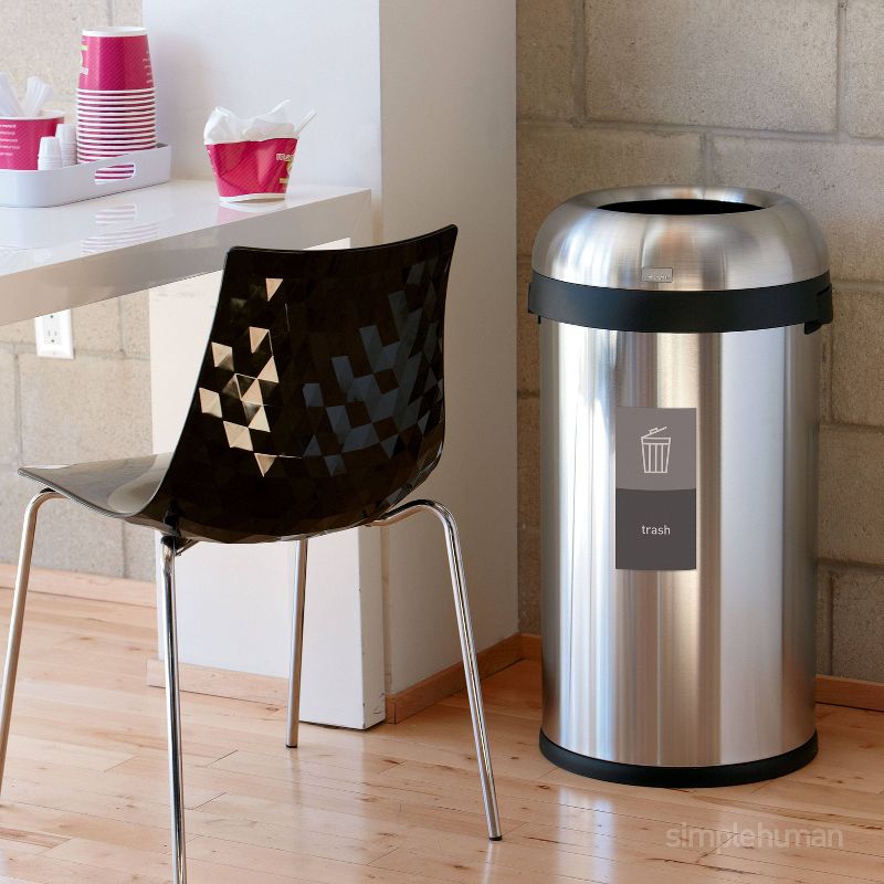 simplehuman 115L Open Top Commercial Trash Can Stainless Steel, 2 of 7