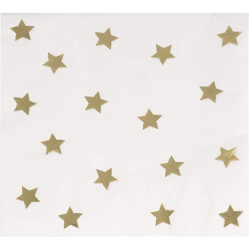 Juvale 50-Pack Gold Foil Star Disposable Paper Cocktail Napkins 5", Birthday Bridal Shower Party Supplies, 1 of 7
