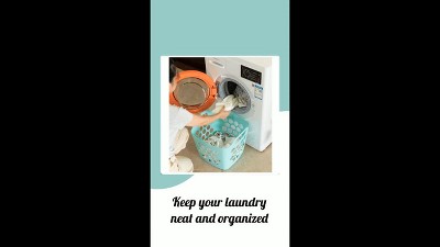 Green Flexible Plastic Collapsible Laundry Hamper with Handles