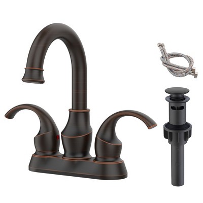 LOVMOR Bathroom Faucet 2-Handle Brushed Gold with 360 Degree Rotating Spout