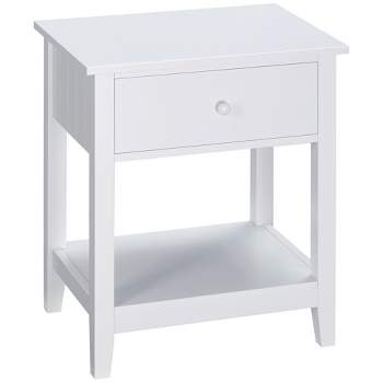 HOMCOM Modern Style Nightstand, Side Table with Drawer and Storage Shelf for Bedroom, or Living Room