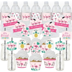 Big Dot of Happiness Pink Flamingo - Party Like a Pineapple - Tropical Summer Party Favors and Cupcake Kit - Fabulous Favor Party Pack - 100 Pieces - 1 of 4