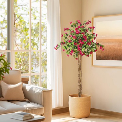4FT Artificial Bougainvillea Tree, Tall Potted Fake Bougainvillea Trees